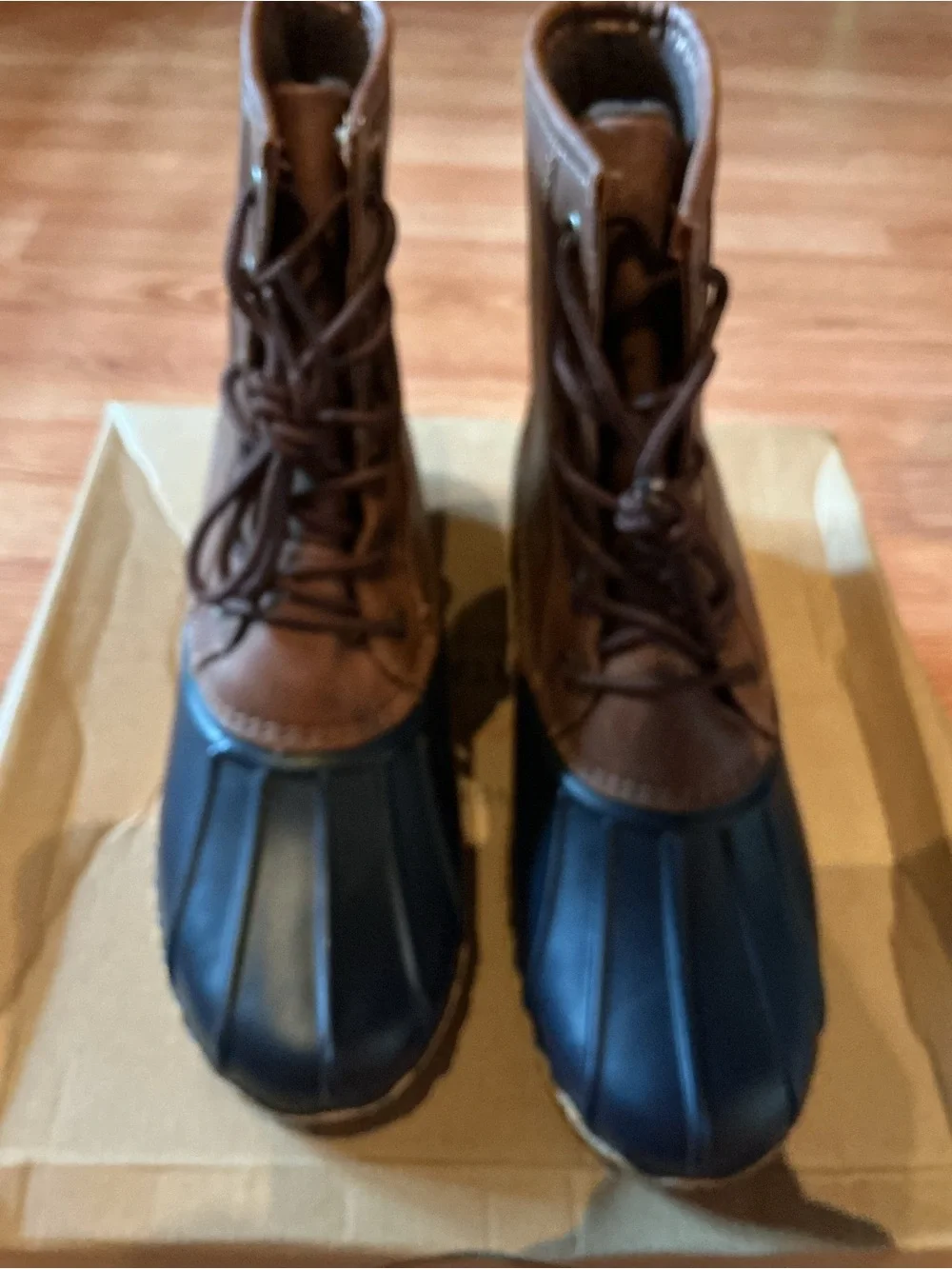 Weatherproof Brown and Black Lace-Up Rain & Snow Boots